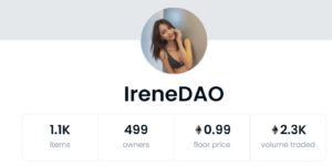 Irene DAO has traded over 2,300 ETH so far