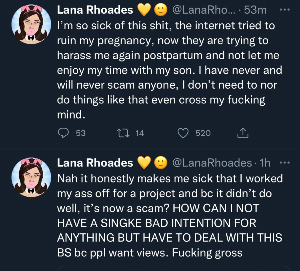 Lana rhoades abandons CryptoSis due to mental health reasons