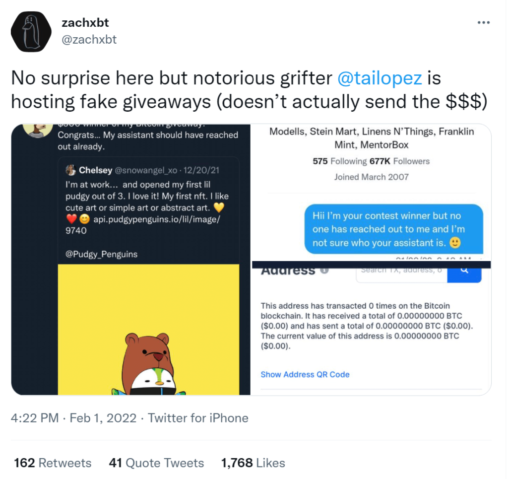 Tai Lopez hosts fake giveaways on Twitter